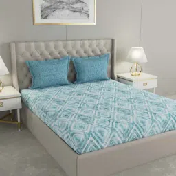 GMF Blue Cotton 144 TC Bed Sheet Set-image-85
