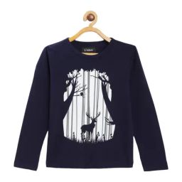 Ladore Kids Navy Cotton Printed T-Shirt-image-69