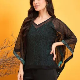 The Kaftan Company Black Plain Kaftan Top image 3