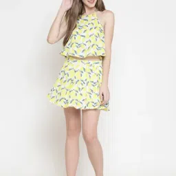 Sera Yellow Printed Crop Top With Shorts-picture-32