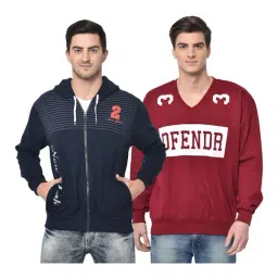 Vimal Jonney Navy & Red Hooded Sweatshirt - Pack of 2-image-92