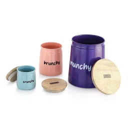 HAZEL Multicolor Galvanized metal Storage Container with Lid - Set of 3 image 3