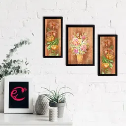 eCraftIndia Set of 3 Botanical and Floral Satin Matt Textured UV Art Painting-14