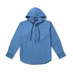 Gini & Jony Kids Blue Cotton Striped Full Sleeves Shirt-image-46