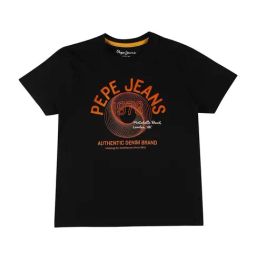 Pepe Jeans Kids Black Cotton Graphic T-Shirt-image-132