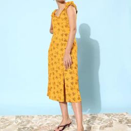 Marie Claire Yellow Floral Print A Line Dress-picture-38