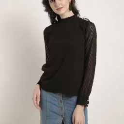 Rare Black Self Pattern Top-picture-6