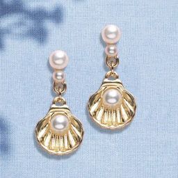 Accessorize London Pearl and Shell Short Dangler Earrings-image-75