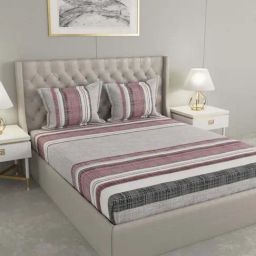 Raymond Home Crystal Ash 144 TC Cotton King Bedsheet with 2 Pillow Covers-picture-29
