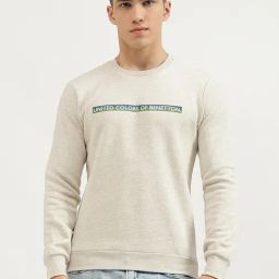 United Colors of Benetton Grey Cotton Blend Slim Printed Sweatshirt-image-36