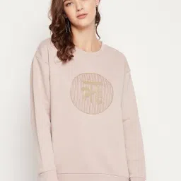 EDRIO Beige Fleece Printed Sweatshirt-picture-20