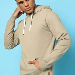 Campus Sutra Beige Cotton Regular Fit Hooded Sweatshirt-image-41