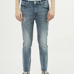 United Colors of Benetton Ocean Blue Cotton Regular Fit Distressed Jeans-image-7