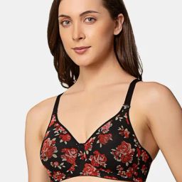 Triumph Black Floral Full Coverage T-Shirt Bra-image-88