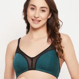 Clovia Green Cotton Full Coverage Bra-image-61