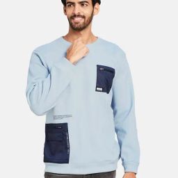 Octave Sky Melange Regular Fit Self Pattern Sweatshirt-27