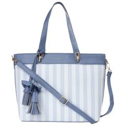 Sugarush Emmiline Blue PU Striped Tote Handbag-image-22