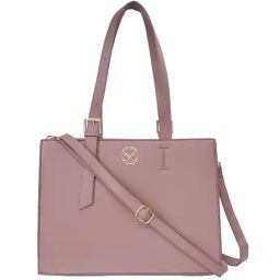 Sugarush Martha Pink PU Solid Tote Handbag-image-25