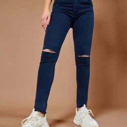 DOLCE CRUDO Navy Plain Jeans-image-40
