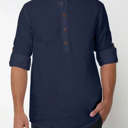 SHOPYCLICK Men Navy Blue Kurta-image-89