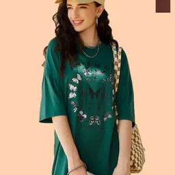 Metronaut Women Floral 2 Printed Henley Neck Applique T-shirt-image-47