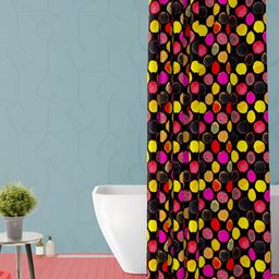 ArtzFolio Black & Yellow Printed Waterproof Shower Curtain-2