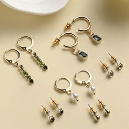 Accessorize London Long Drop & Stud Earrings - Set of 6-image-76