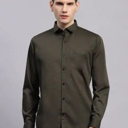Monte Carlo Olive Slim Fit Texture Shirt-image-5