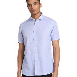 Simon Carter London Blue Printed Regular Fit Shirt-image-93
