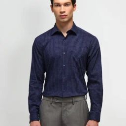 Arrow Navy Regular Fit Checks Shirt-picture-0
