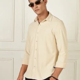 Thomas Scott Beige Slim Fit Solid Shirt-image-68
