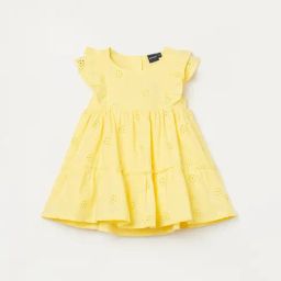 Juniors by Lifestyle Girls Yellow Cotton Embroidery Dress-image-12