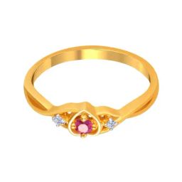 P.C. Chandra Jewellers 14k Yellow Gold Heart Pink & White Ring for Women & Girls-image-8