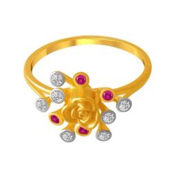 P.C. Chandra Jewellers 14k Yellow Gold Flower Bouquet Ring for Women & Girls-image-45