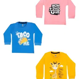 BAESD Unisex Kids Pack Of 3 Graphic Printed Round Neck Cotton Relaxed Fit T-shirts-12