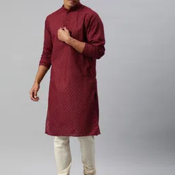 Majestic Man Men Geometric Embroidered Thread Work Kurta-image-38