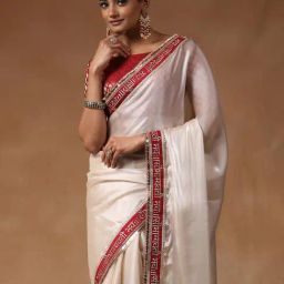 Saree Mall White Organza Embroidery Saree with Blouse Piece-picture-44