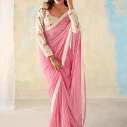 Saree Mall Pink Embellished Saree With Unstitched Blouse-image-47