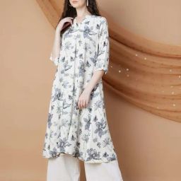 Melange By Lifestyle Off White Regular Fit Floral Print Kurtas-picture-6