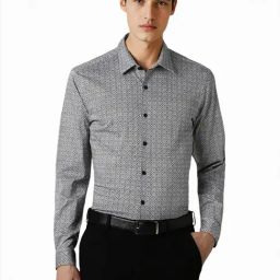 Van Heusen Grey Cotton Slim Fit Printed Shirt-image-94
