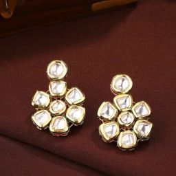 Priyaasi Dazzling with Kundan and Floral Elegance Drop Earrings-17
