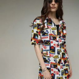 Only Multicolor Cotton Graphic Print Shirt Dress-image-34