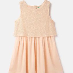 United Colors Of Benetton Girls Peach Regular Fit Embellished Dress-image-83