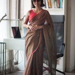 Suta Black Checked Saree-image-41