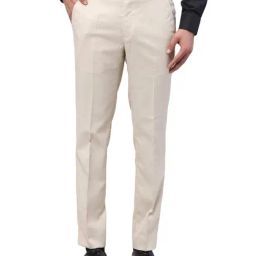 Park Avenue Beige Super Slim Fit Checks Trousers-image-97