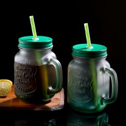 Aura Green Textured Glass Transparent Mugs Set of Cups and Mugs-12