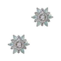 Priyaasi Silver-Plated American Diamond Mint Stud Earrings image 2