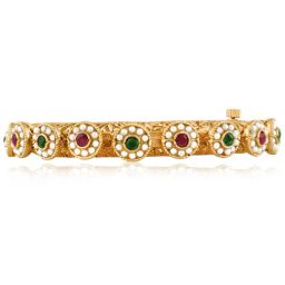 Peora Gold Plated Red Green Synthetic Stone Kada Bangle-image-43