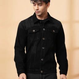 Rigo Black Regular Fit Solid Rugged Denim Jacket-image-30