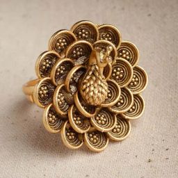 Panash Gold Plated Peacock Shaped Adjustable Finger Ring-picture-33
